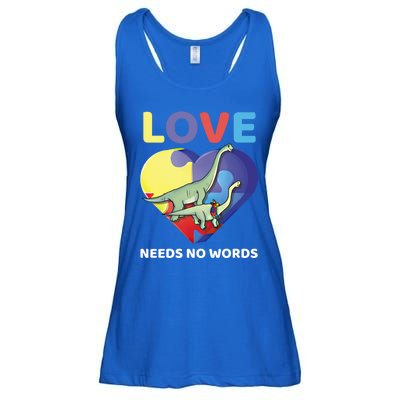 Love Needs No Words Autism Awareness Dinosaur Brontosaurus Funny Gift Ladies Essential Flowy Tank