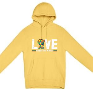 Love Needs No Words Autism Awareness Funny Gift For Autistic Meaningful Gift Premium Pullover Hoodie