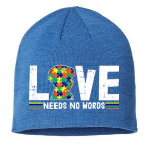 Love Needs No Words Autism Awareness Funny Gift For Autistic Meaningful Gift Sustainable Beanie