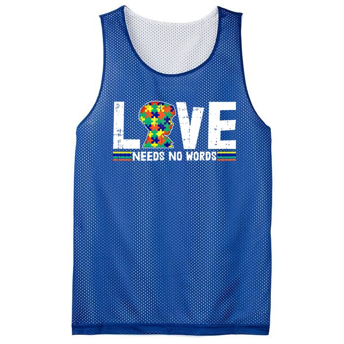 Love Needs No Words Autism Awareness Funny Gift For Autistic Meaningful Gift Mesh Reversible Basketball Jersey Tank