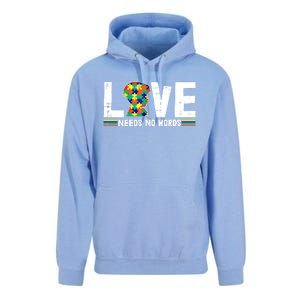 Love Needs No Words Autism Awareness Funny Gift For Autistic Meaningful Gift Unisex Surf Hoodie