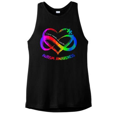 Love Needs No Word Autism Awareness  Teachers Ladies PosiCharge Tri-Blend Wicking Tank