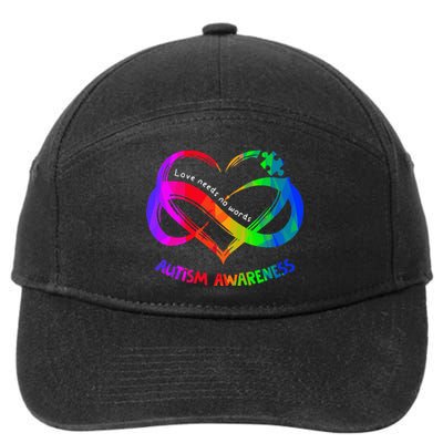 Love Needs No Word Autism Awareness  Teachers 7-Panel Snapback Hat