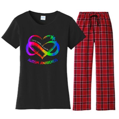 Love Needs No Word Autism Awareness  Teachers Women's Flannel Pajama Set