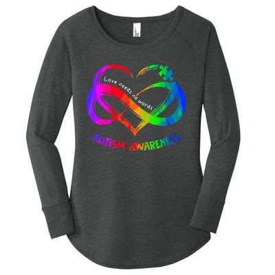 Love Needs No Word Autism Awareness  Teachers Women's Perfect Tri Tunic Long Sleeve Shirt