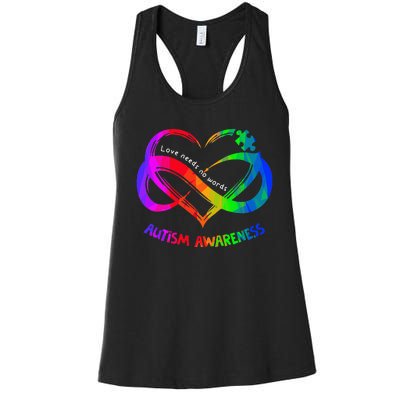 Love Needs No Word Autism Awareness  Teachers Women's Racerback Tank