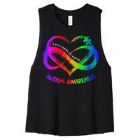 Love Needs No Word Autism Awareness  Teachers Women's Racerback Cropped Tank