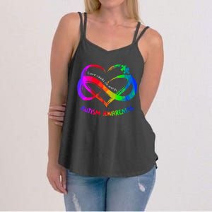 Love Needs No Word Autism Awareness  Teachers Women's Strappy Tank