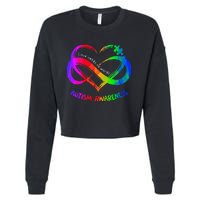 Love Needs No Word Autism Awareness  Teachers Cropped Pullover Crew