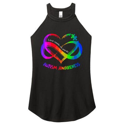 Love Needs No Word Autism Awareness  Teachers Women's Perfect Tri Rocker Tank