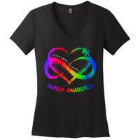 Love Needs No Word Autism Awareness  Teachers Women's V-Neck T-Shirt