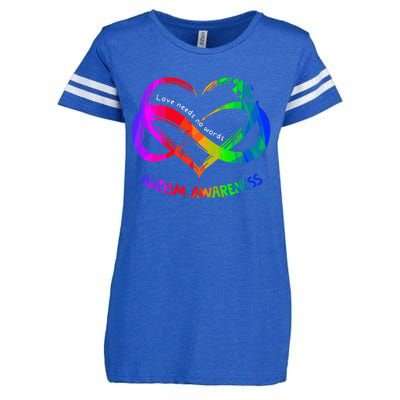 Love Needs No Word Autism Awareness  Teachers Enza Ladies Jersey Football T-Shirt