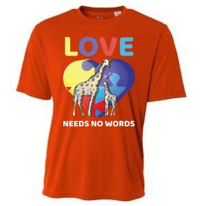 Love Needs No Words Autism Awareness Giraffe Gift Cute Cool Gift Cooling Performance Crew T-Shirt