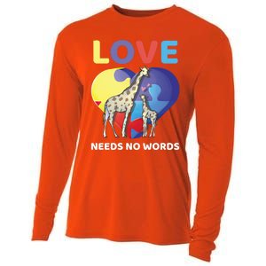 Love Needs No Words Autism Awareness Giraffe Gift Cute Cool Gift Cooling Performance Long Sleeve Crew