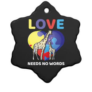 Love Needs No Words Autism Awareness Giraffe Gift Cute Cool Gift Ceramic Star Ornament