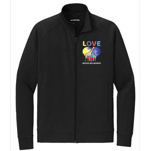 Love Needs No Words Autism Awareness Giraffe Gift Cute Cool Gift Stretch Full-Zip Cadet Jacket