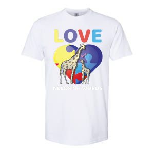 Love Needs No Words Autism Awareness Giraffe Gift Cute Cool Gift Softstyle CVC T-Shirt