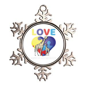 Love Needs No Words Autism Awareness Giraffe Gift Cute Cool Gift Metallic Star Ornament