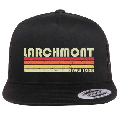 Larchmont Ny New York Funny City Home Roots Gift Retro 80s Flatbill Hat