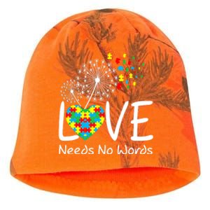 Love Needs No Words Autism Awareness Heart Puzzle Dandelion Gift Kati - Camo Knit Beanie