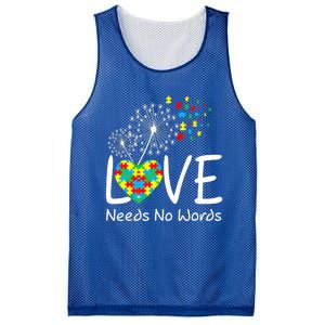 Love Needs No Words Autism Awareness Heart Puzzle Dandelion Gift Mesh Reversible Basketball Jersey Tank