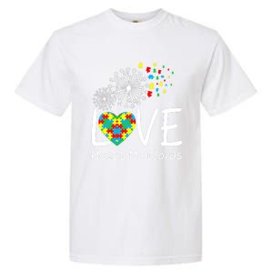 Love Needs No Words Autism Awareness Heart Puzzle Dandelion Gift Garment-Dyed Heavyweight T-Shirt