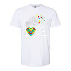 Love Needs No Words Autism Awareness Heart Puzzle Dandelion Gift Softstyle CVC T-Shirt