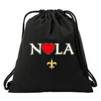 Love Nola New Orleans Fleur De Lis Heart Nola Drawstring Bag