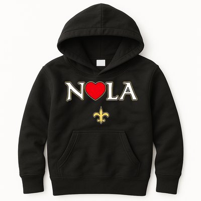 Love Nola New Orleans Fleur De Lis Heart Nola Kids Hoodie