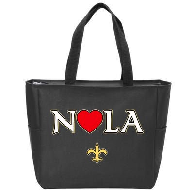 Love Nola New Orleans Fleur De Lis Heart Nola Zip Tote Bag