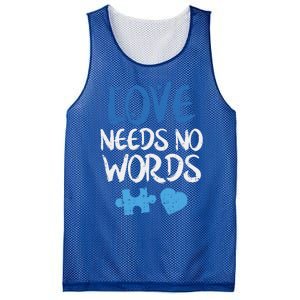 Love Needs No Words Autism Awareness Gift Mom Dad Teacher Gift Mesh Reversible Basketball Jersey Tank