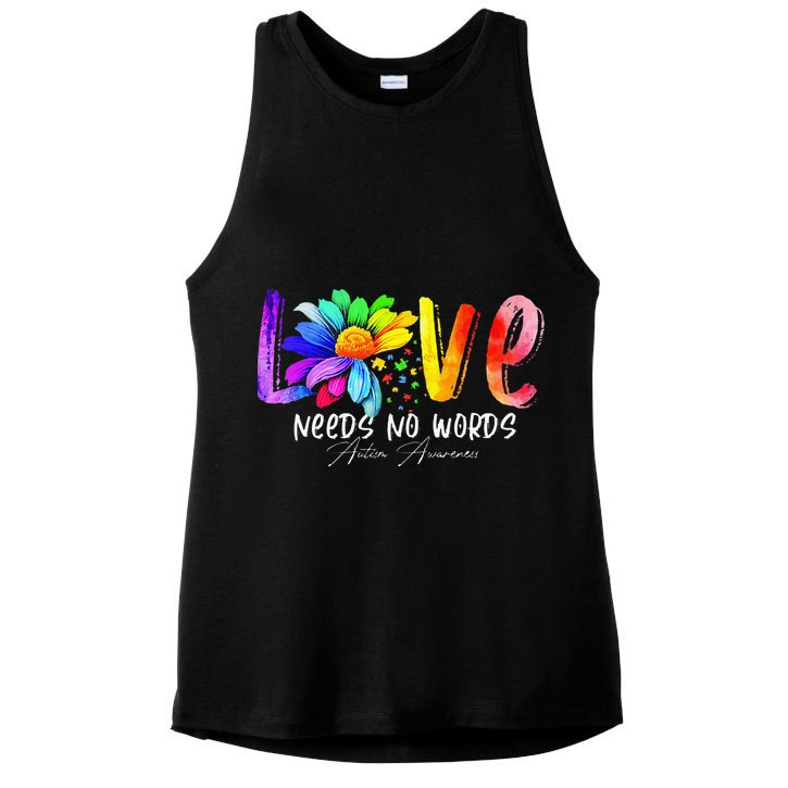 Love Needs No Words Autism Awareness Gift Women Ladies PosiCharge Tri-Blend Wicking Tank