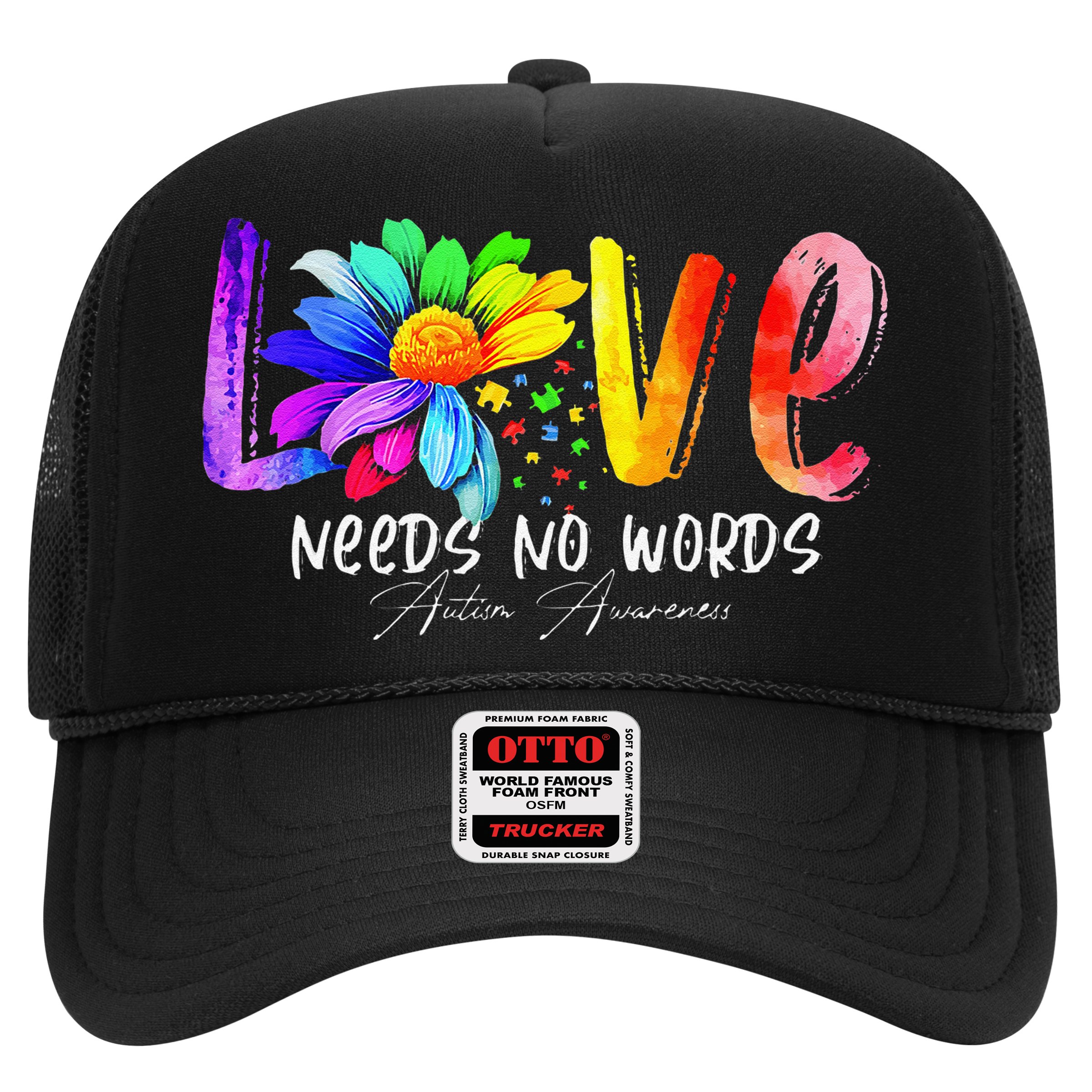 Love Needs No Words Autism Awareness Gift Women Trucker Hat