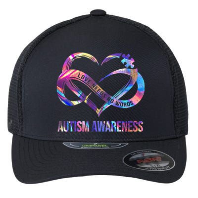 Love Needs No Words Autism Awareness Lover Autism Mom Cute Gift Flexfit Unipanel Trucker Cap