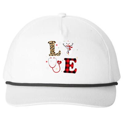 Love NICU Nurse Life Snowman Christmas Nurse Xmas Pajamas Snapback Five-Panel Rope Hat