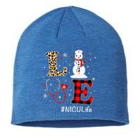 Love NICU Nurse Life Snowman Christmas Nurse Xmas Pajamas Sustainable Beanie