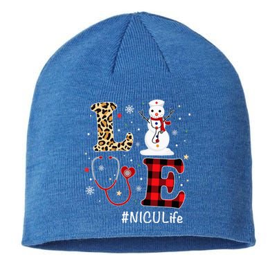 Love NICU Nurse Life Snowman Christmas Nurse Xmas Pajamas Sustainable Beanie