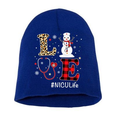 Love NICU Nurse Life Snowman Christmas Nurse Xmas Pajamas Short Acrylic Beanie