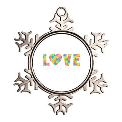 Love Needs No Words Autism Awareness Month Gift Metallic Star Ornament