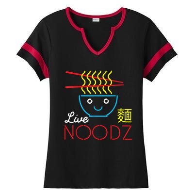 Live Noodz Noods Ramen Noodle Pho Funny Cute Gift Ladies Halftime Notch Neck Tee