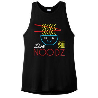 Live Noodz Noods Ramen Noodle Pho Funny Cute Gift Ladies PosiCharge Tri-Blend Wicking Tank