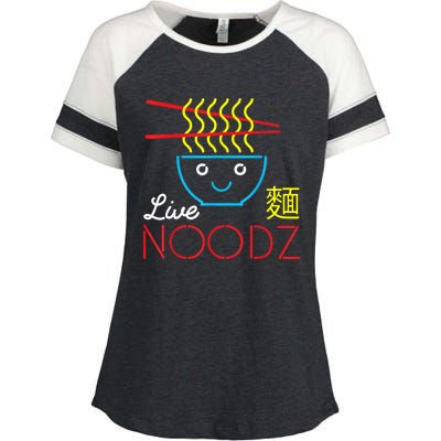 Live Noodz Noods Ramen Noodle Pho Funny Cute Gift Enza Ladies Jersey Colorblock Tee