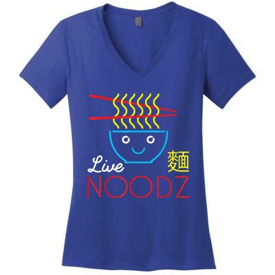 Live Noodz Noods Ramen Noodle Pho Funny Cute Gift Women's V-Neck T-Shirt