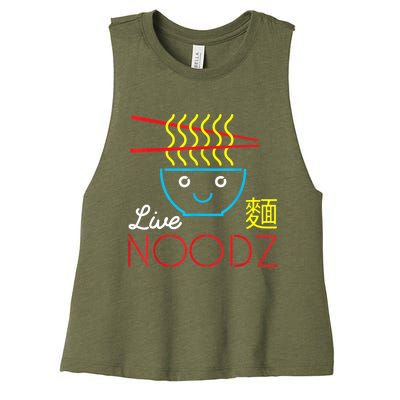 Live Noodz Noods Ramen Noodle Pho Funny Cute Gift Women's Racerback Cropped Tank