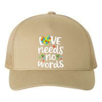 Love Needs No Words Autism Awareness Women Yupoong Adult 5-Panel Trucker Hat