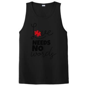 Love Needs No Words Support Autism Awareness Puzzle Tee PosiCharge Competitor Tank