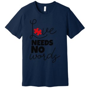 Love Needs No Words Support Autism Awareness Puzzle Tee Premium T-Shirt