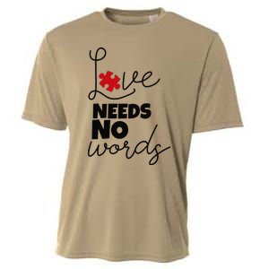 Love Needs No Words Support Autism Awareness Puzzle Tee Cooling Performance Crew T-Shirt