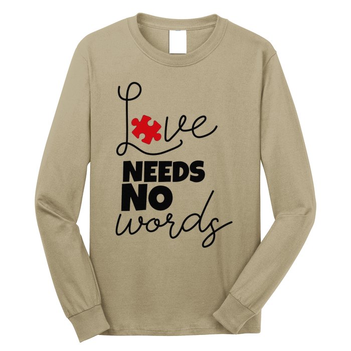 Love Needs No Words Support Autism Awareness Puzzle Tee Long Sleeve Shirt