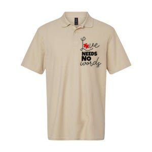 Love Needs No Words Support Autism Awareness Puzzle Tee Softstyle Adult Sport Polo